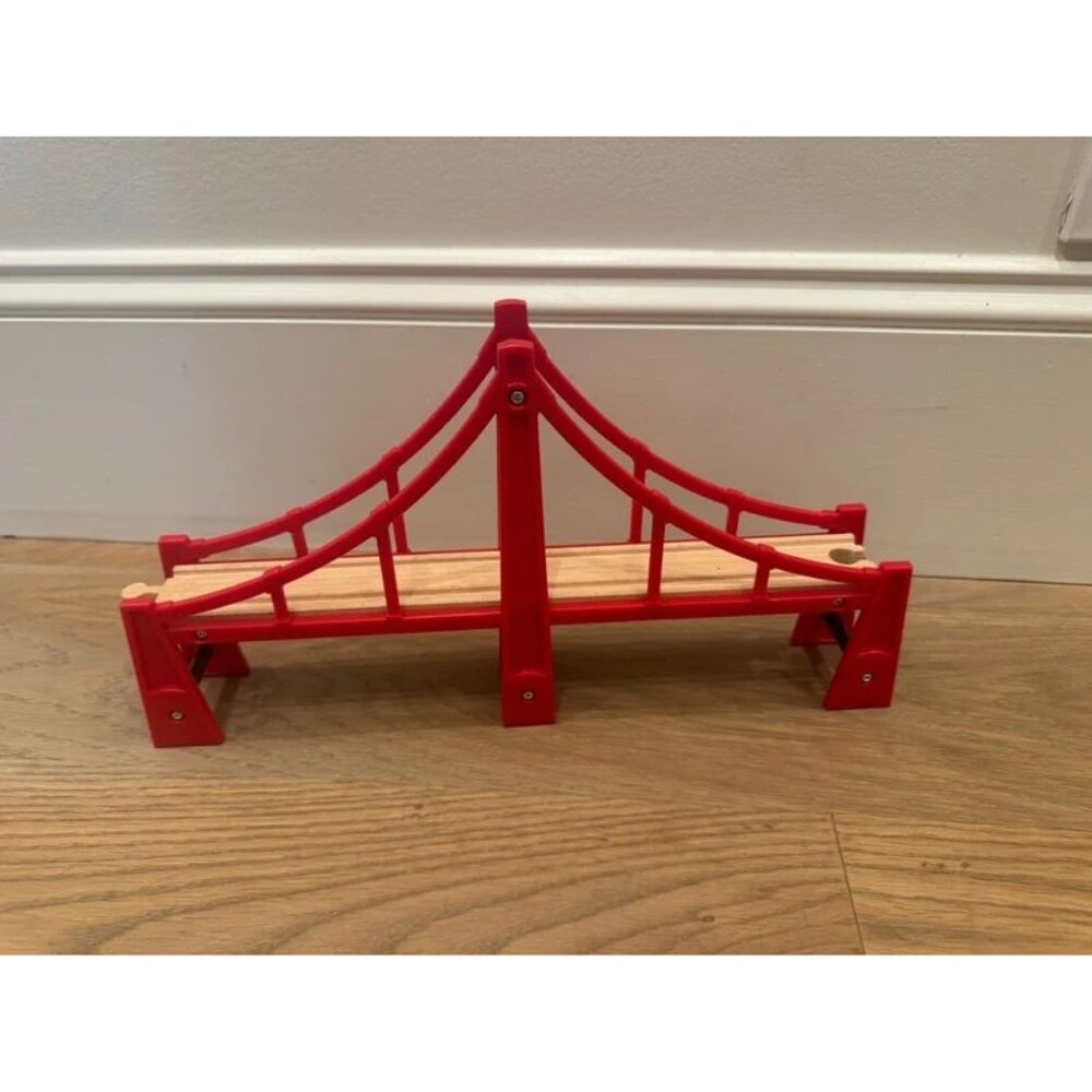 BRIO Red Suspension Bridge – Wooden Train Track Accessory – 14”